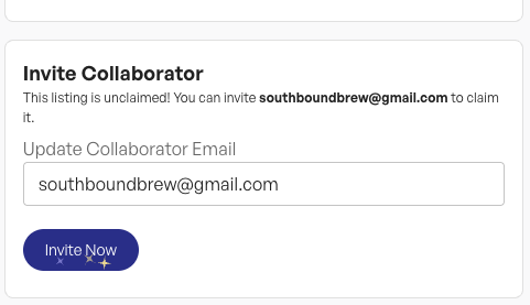 Invite a collaborator to claim an unclaimed listing